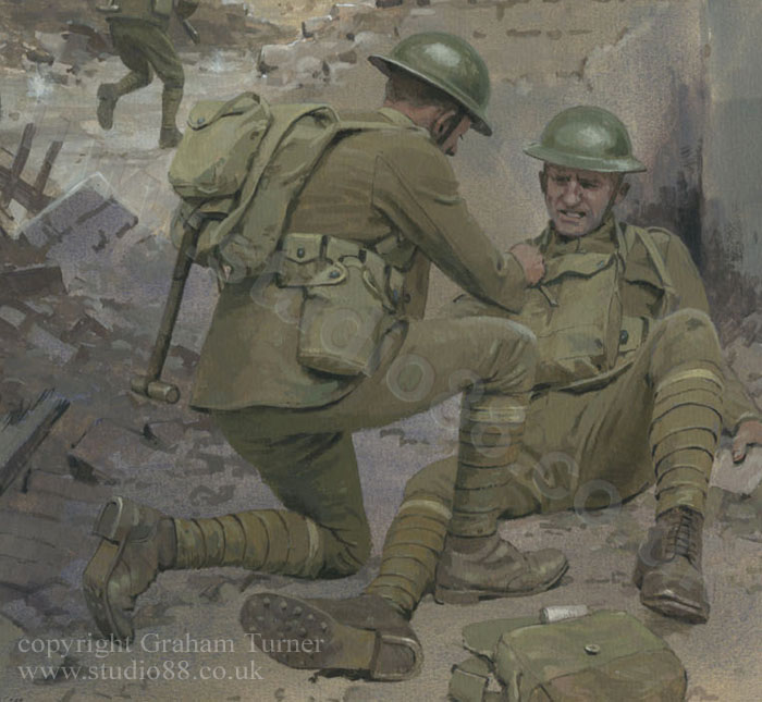 Detail from Fighting at St. Etienne Cemetery - Original Painting from Osprey book Blanc Mont Ridge 1918 by Graham Turner