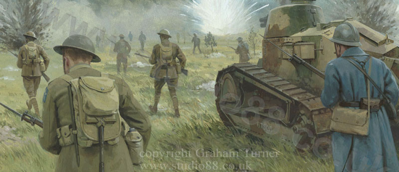 Detail from Attack on Mont Blanc Ridge, 1918 - Original Painting by Graham Turner