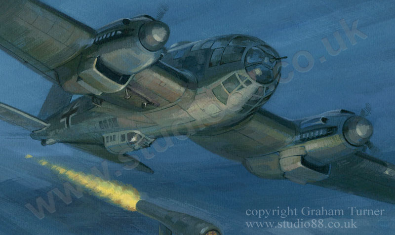 Detail from 'Heinkel 111 releases its V1 flying bomb' - painting by Graham Turner