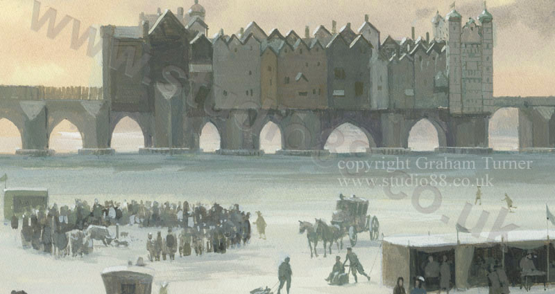 17th Century London Frost Fair on the Thames - detail from a painting by Graham Turner