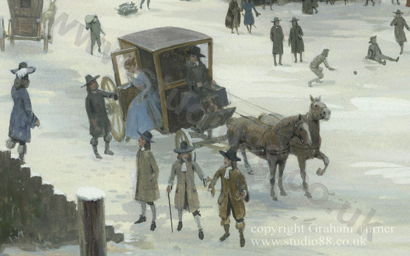 17th Century London Frost Fair on the Thames - detail from a painting by Graham Turner