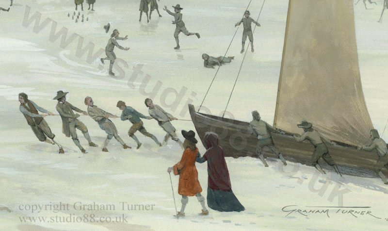 17th Century London Frost Fair on the Thames - detail from a painting by Graham Turner