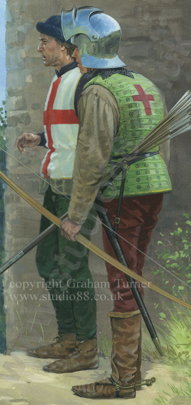 Detail from painting by Graham Turner of Medieval soldiers