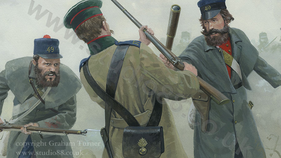 Detail from painting of the Battle of Inkerman by Graham Turner