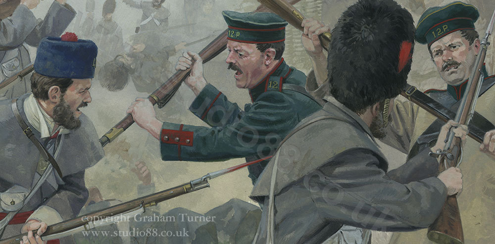 Detail from painting of the Battle of Inkerman by Graham Turner