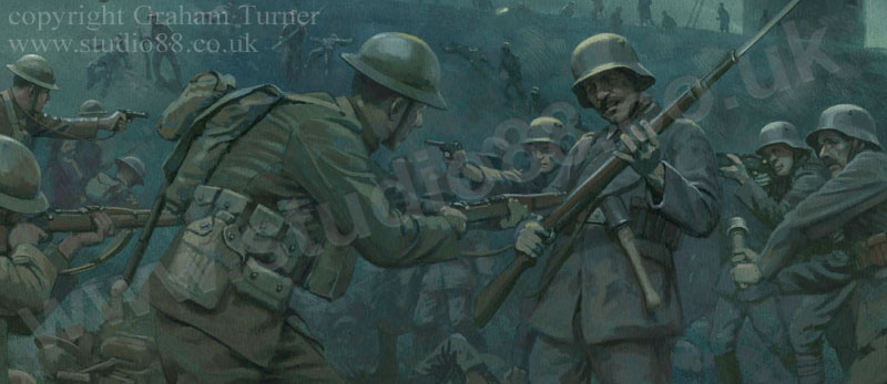 Detail from German Counter-Attack at Mont Blanc Ridge, 1918 - Original Painting by Graham Turner