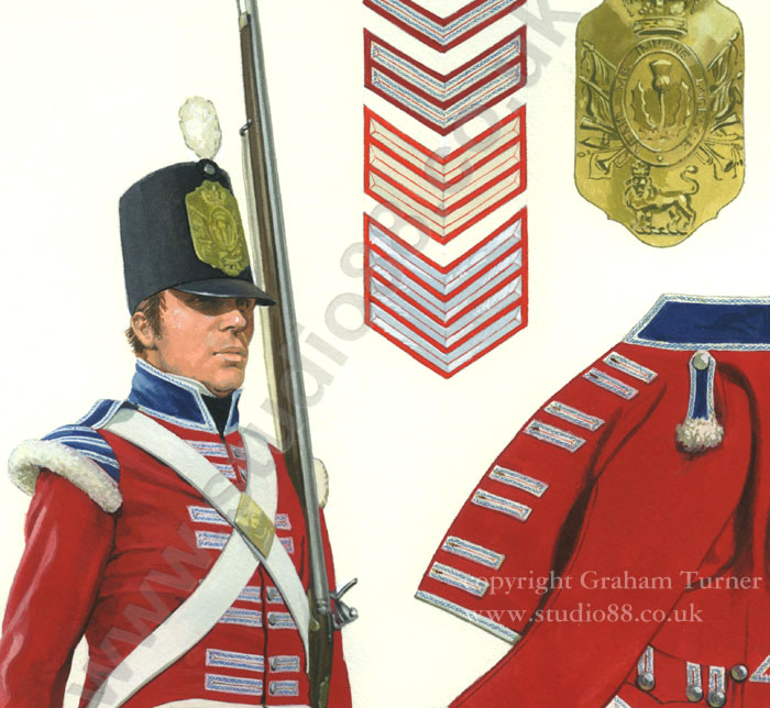 Detail from original painting by Graham Turner from Osprey British Redcoat 1793-1815