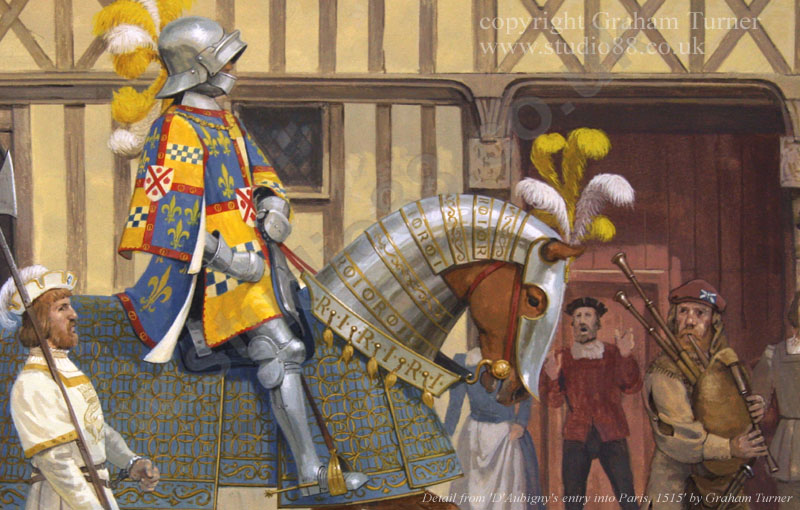 Cropped detail from 'D'Aubigny's entry into Paris, 1515' - Painting by Graham Turner