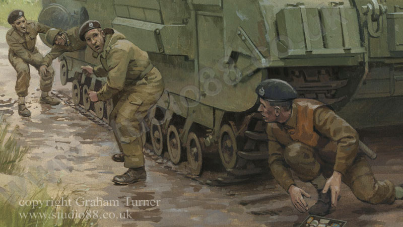 Bail Out! - Churchill tank in Italy - detail from a painting by Graham Turner