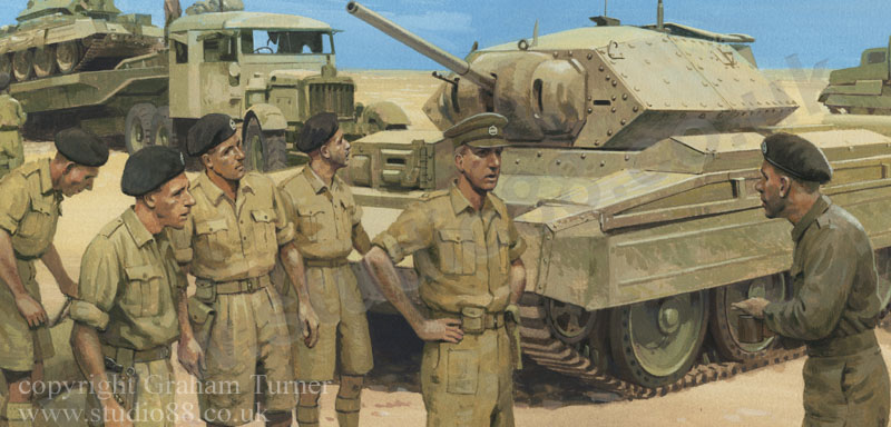 Crusader II tank - detail from a painting by Graham Turner