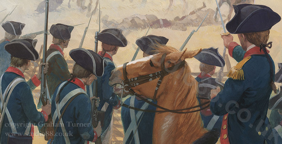 Detail from an original painting of the Battle of Monmouth by Graham Turner from Osprey book 'George Washington'