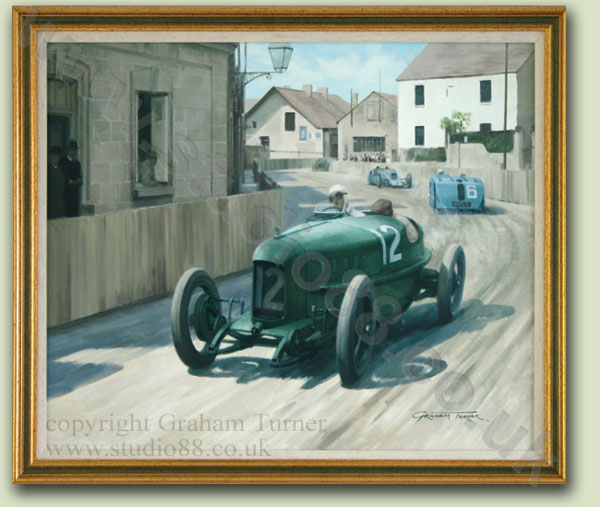 'First for Britain', Henry Segrave, Sunbeam, 1923 French Grand Prix - Painting by Graham Turner