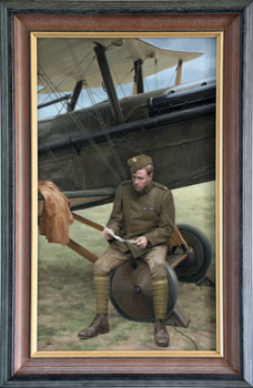 'Letter from Home' - Royal Flying Corps Pilot with SE5a - WW1 Aviation painting by Graham Turner GAvA