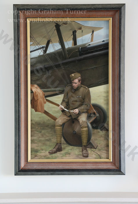 'Letter from Home - Royal Flying Corps Pilot with SE5a - WW1 Aviation painting by Graham Turner GAvA