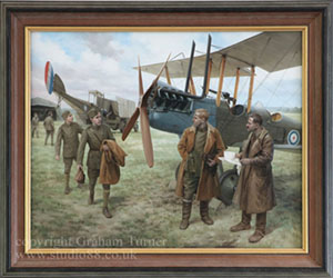 'Replacements' - WW1 Royal Flying Corps BE2e pilots and observers - Aviation Art by Graham Turner