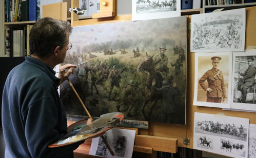 Graham Turner paints 'The Charge at High Wood'