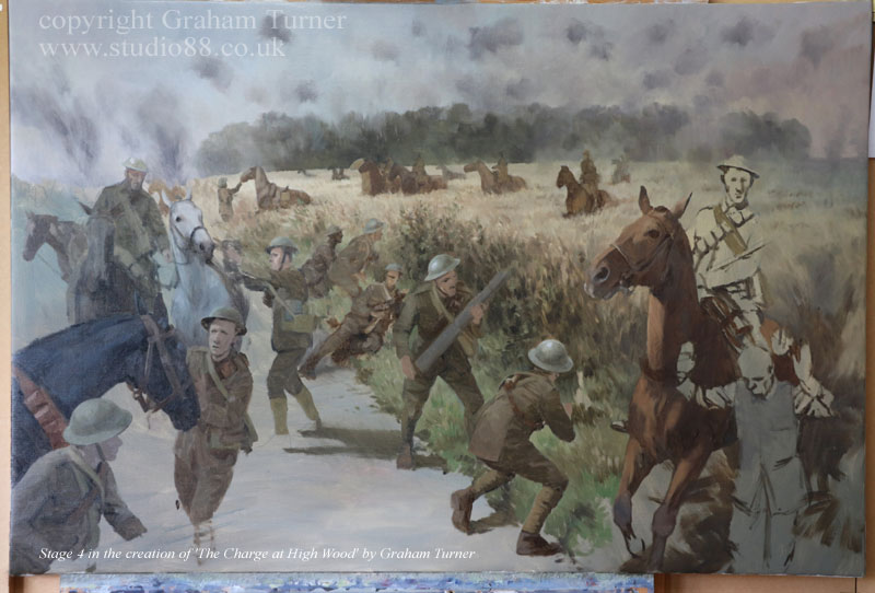 Graham Turner paints 'The Charge at High Wood' - Stage 4