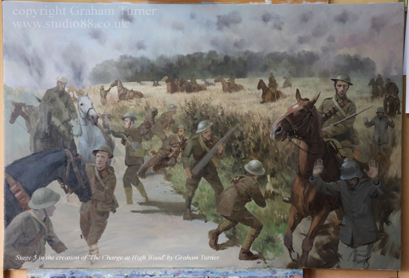 Graham Turner paints 'The Charge at High Wood' - Stage 5
