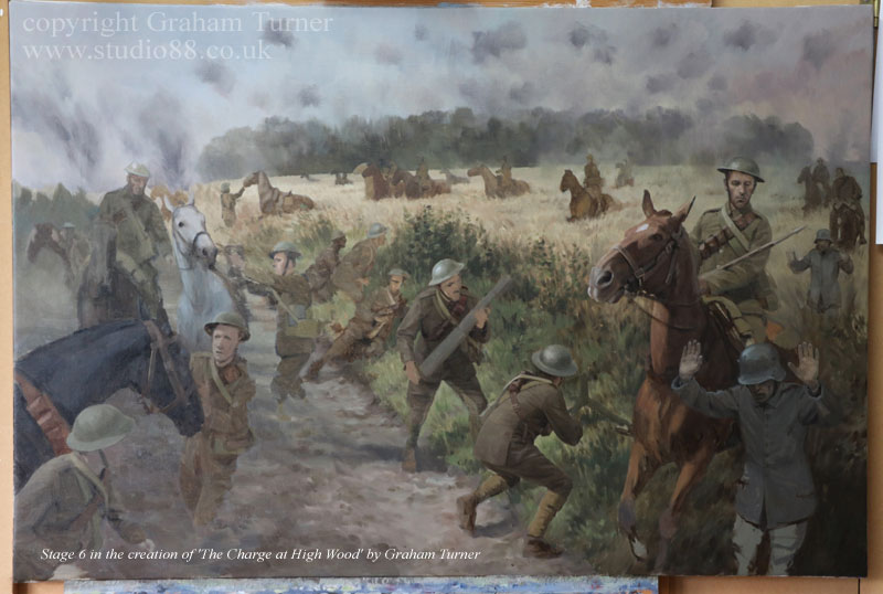 Graham Turner paints 'The Charge at High Wood' - Stage 6