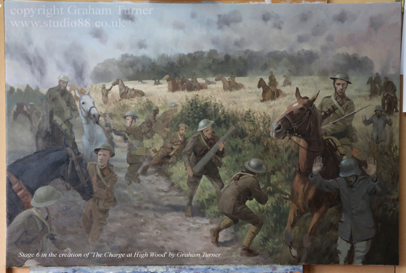 Graham Turner paints 'The Charge at High Wood' - Stage 6