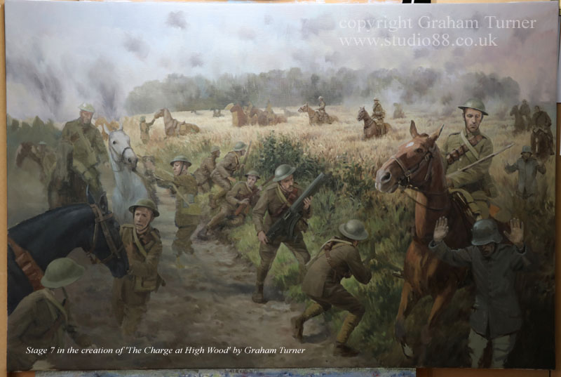 Graham Turner paints 'The Charge at High Wood' - Stage 7