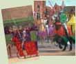 Jousting knights in armour on greeting and birthday cards