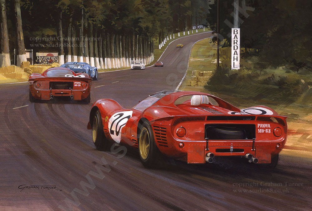 1967 Le Mans - Ferraris at Tertre Rouge