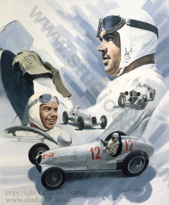 Rudolph Caracciola Portrait - Gicle Print by Graham Turner