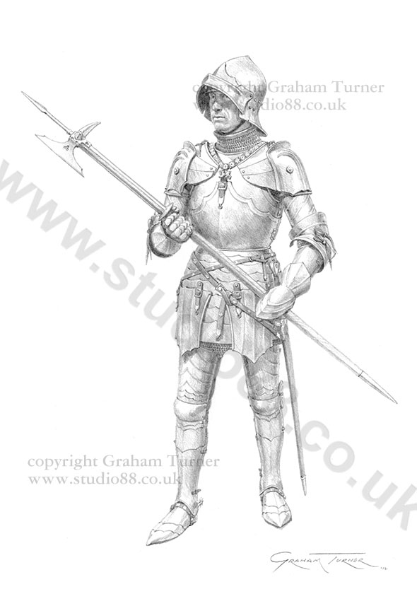 English Knight c.1482 - Original Drawing by Graham Turner
