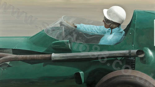 Stirling Moss, Vanwall, 1958 Dutch Grand Prix - Motorsport art print by Graham Turner