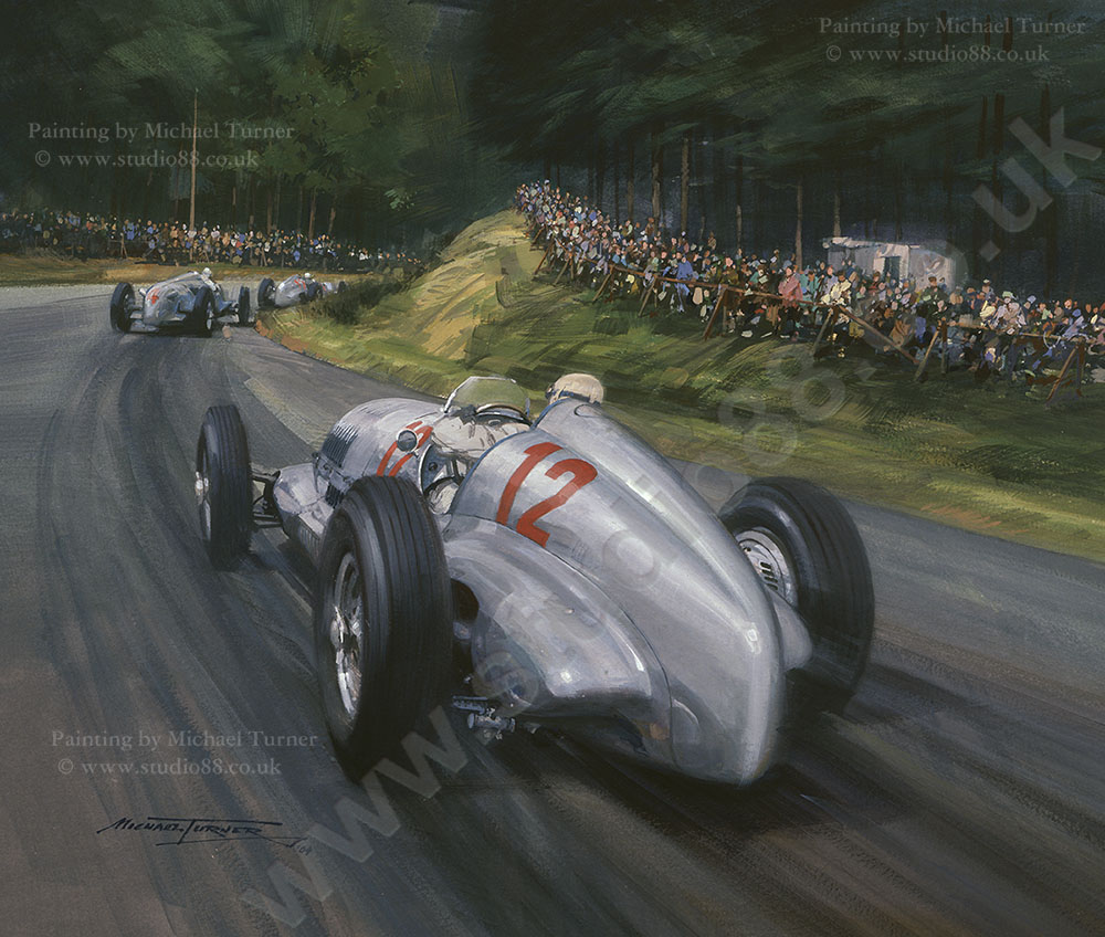 Silver Arrows on Home Ground - Original Painting by Michael Turner
