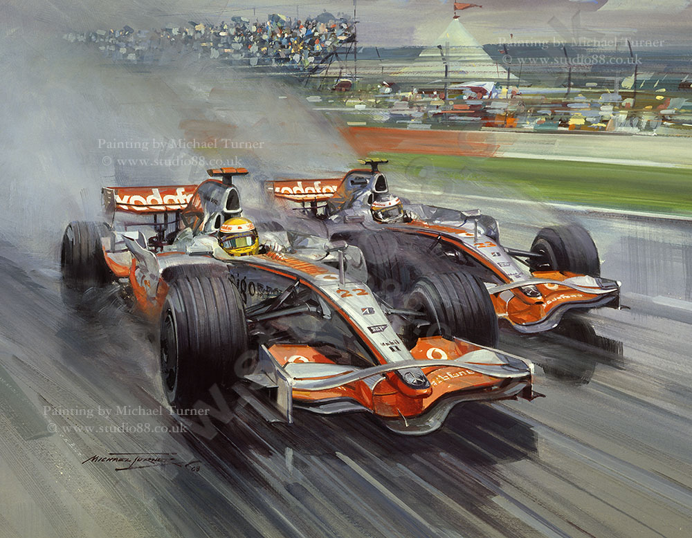 2008 British Grand Prix - Original Painting by Michael Turner
