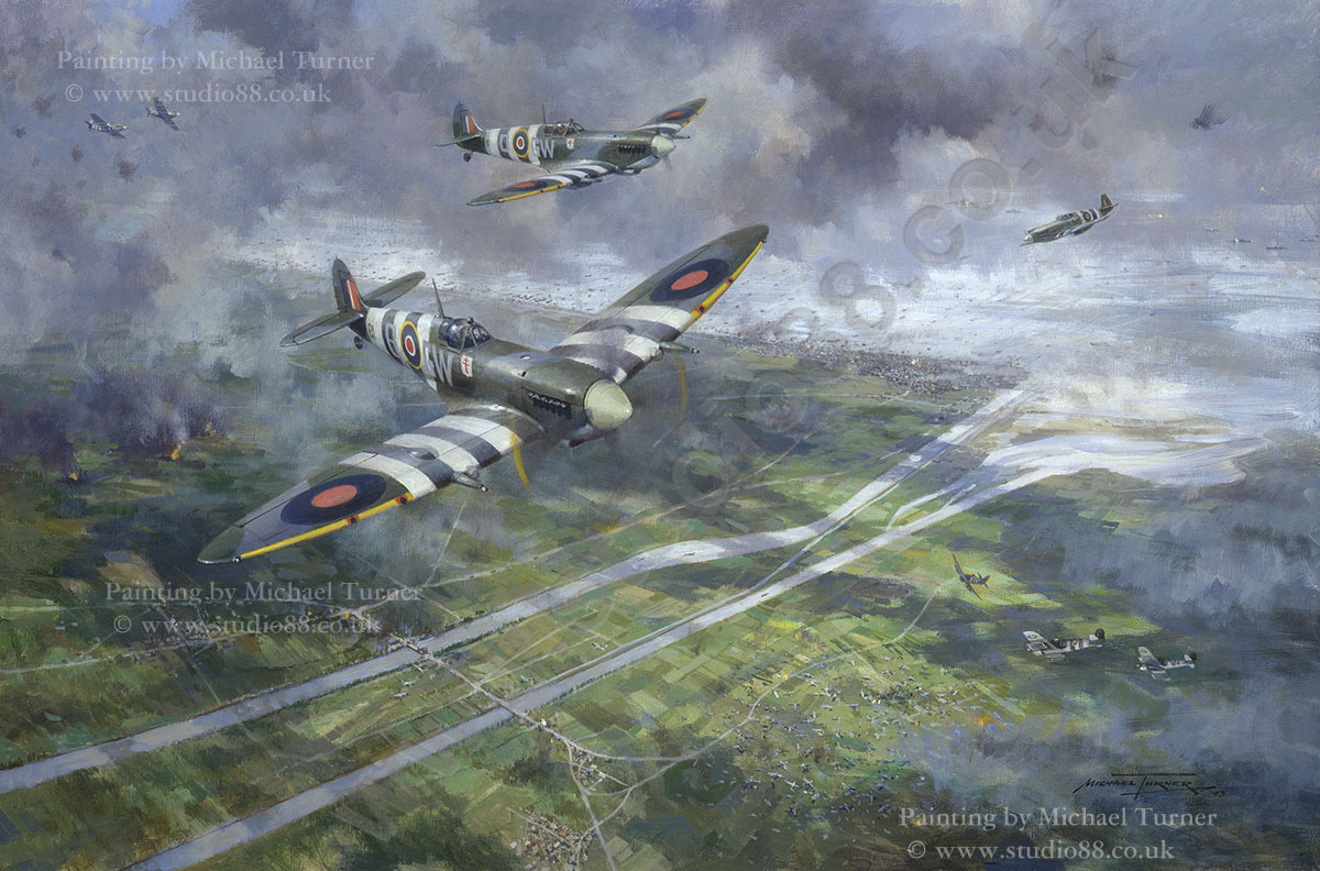 D-Day over Pegasus Bridge - Original Painting by Michael Turner