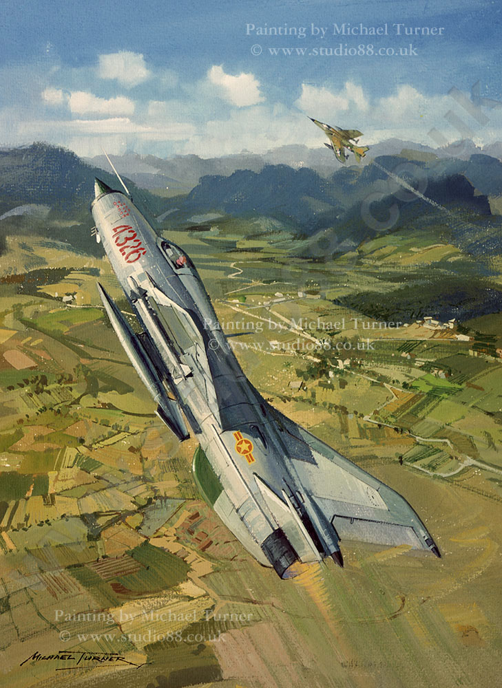 Dog Fight over Vietnam - Original Painting by Michael Turner