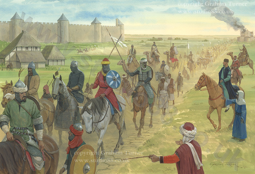 The Muslim Army bypasses Poitiers - Original Painting by Graham Turner