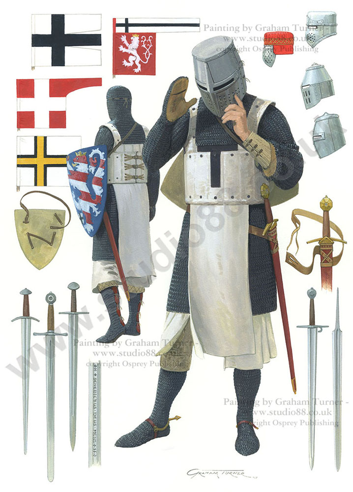 Teutonic Knight, 14th Century - Original Painting