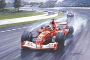 F1 Grand Prix cards from motorsport paintings by Michael Turner