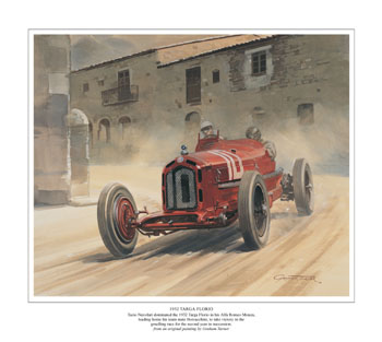 Nuvolari, Alfa Romeo, 1932 Targa Florio - Classic motorsport art print by Graham Turner
