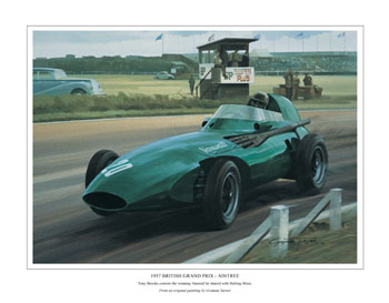 Tony Brooks, Vanwall, 1957 British Grand Prix - Classic formula one racing car art print by Graham Turner