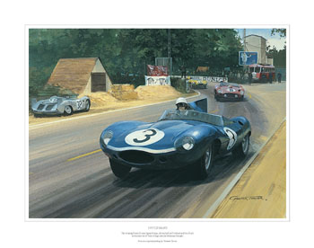 Ecurie Ecosse Jaguar D-type, 1957 Le Mans - Classic Le Mans sports racing car art print by Graham Turner