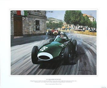 Stirling Moss, Vanwall, 1957 Grand Prix of Pescara - Motorsport F1 art print by Michael Turner