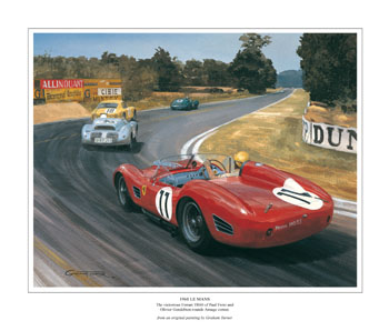 Ferrari, 1960 Le Mans - Classic Le Mans sports racing car art print by Graham Turner