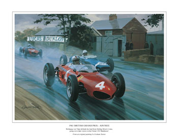 Von Trips, Ferrari, 1961 British Grand Prix - Classic formula one racing car art print by Graham Turner