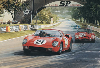 1963 Le Mans, Ferrari 250P - Motorsport art print by Graham Turner