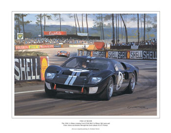 Ford GT40, 1966 Le Mans - Classic Le Mans sports racing car art print by Graham Turner