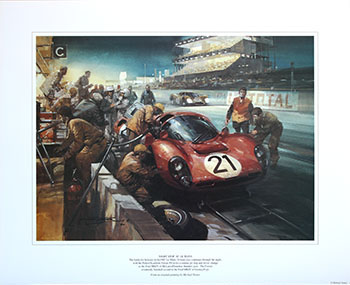 1967 Le Mans, Ferrari P4 - Motorsport art print by Michael Turner