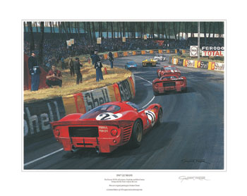 1967 Le Mans, Ferrari P4 - Motorsport art print by Graham Turner