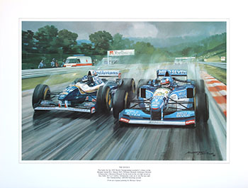 michael shumacher Benetton Ford,Mounted Michael Turner Print F1 