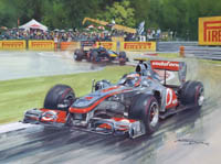 F1 Grand Prix cards from racing car paintings by Michael Turner