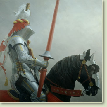 Medieval jousting knight in armour art print